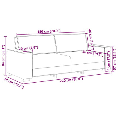 3-personers sofa 180 cm velour sort