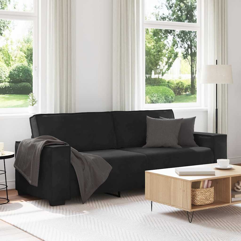 3-personers sofa 180 cm velour sort