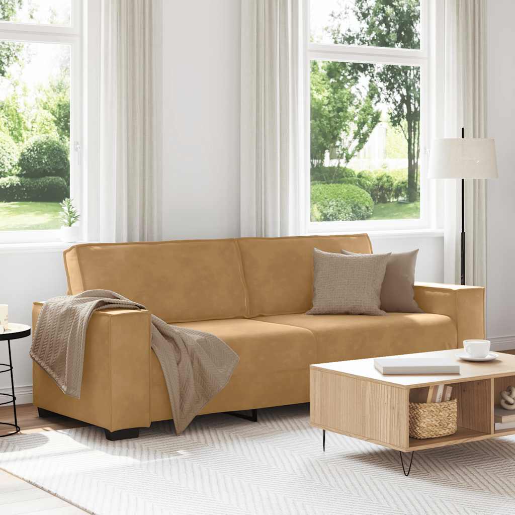 3-personers sofa 180 cm fløjl brun