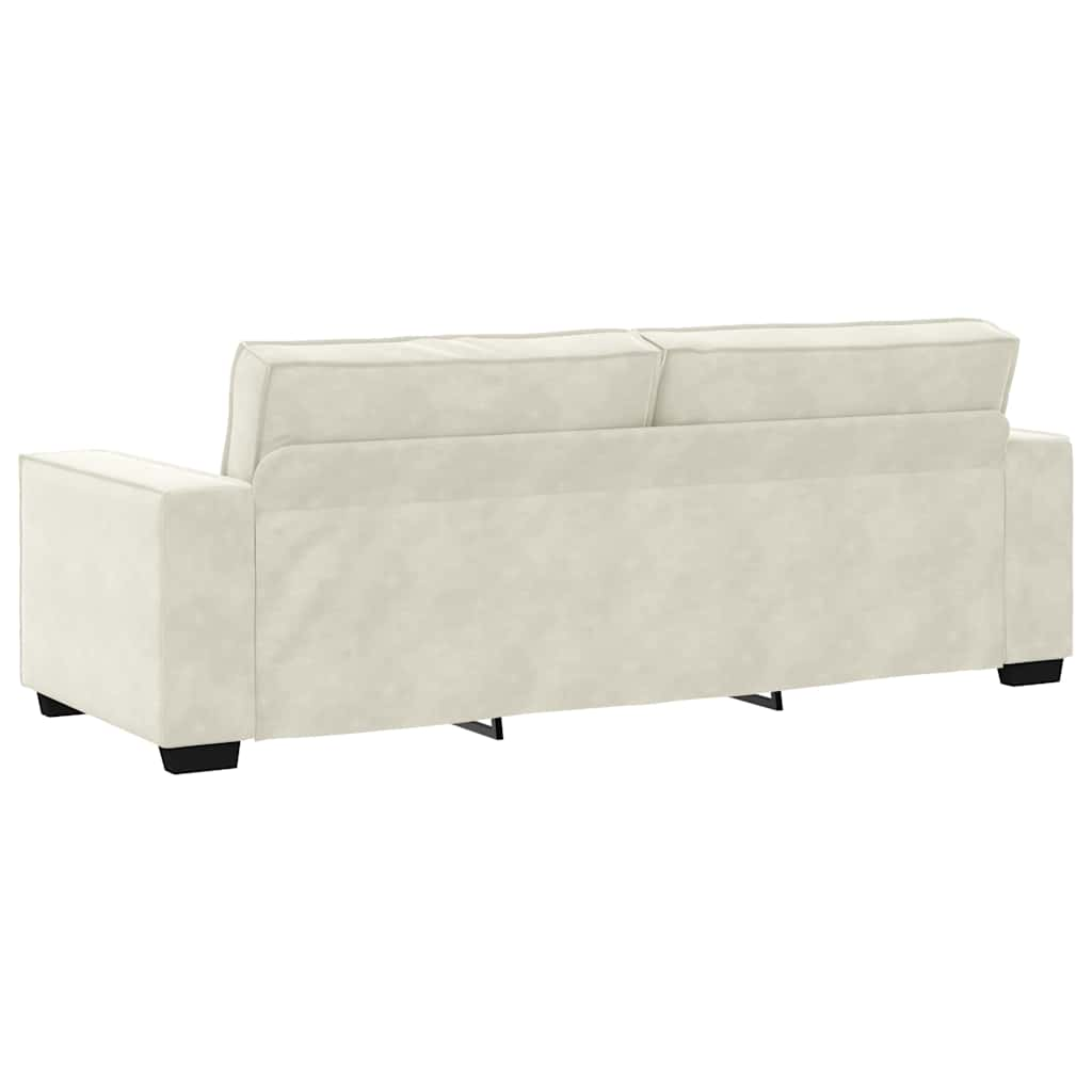 3-personers sofa 180 cm fløjl cremefarvet