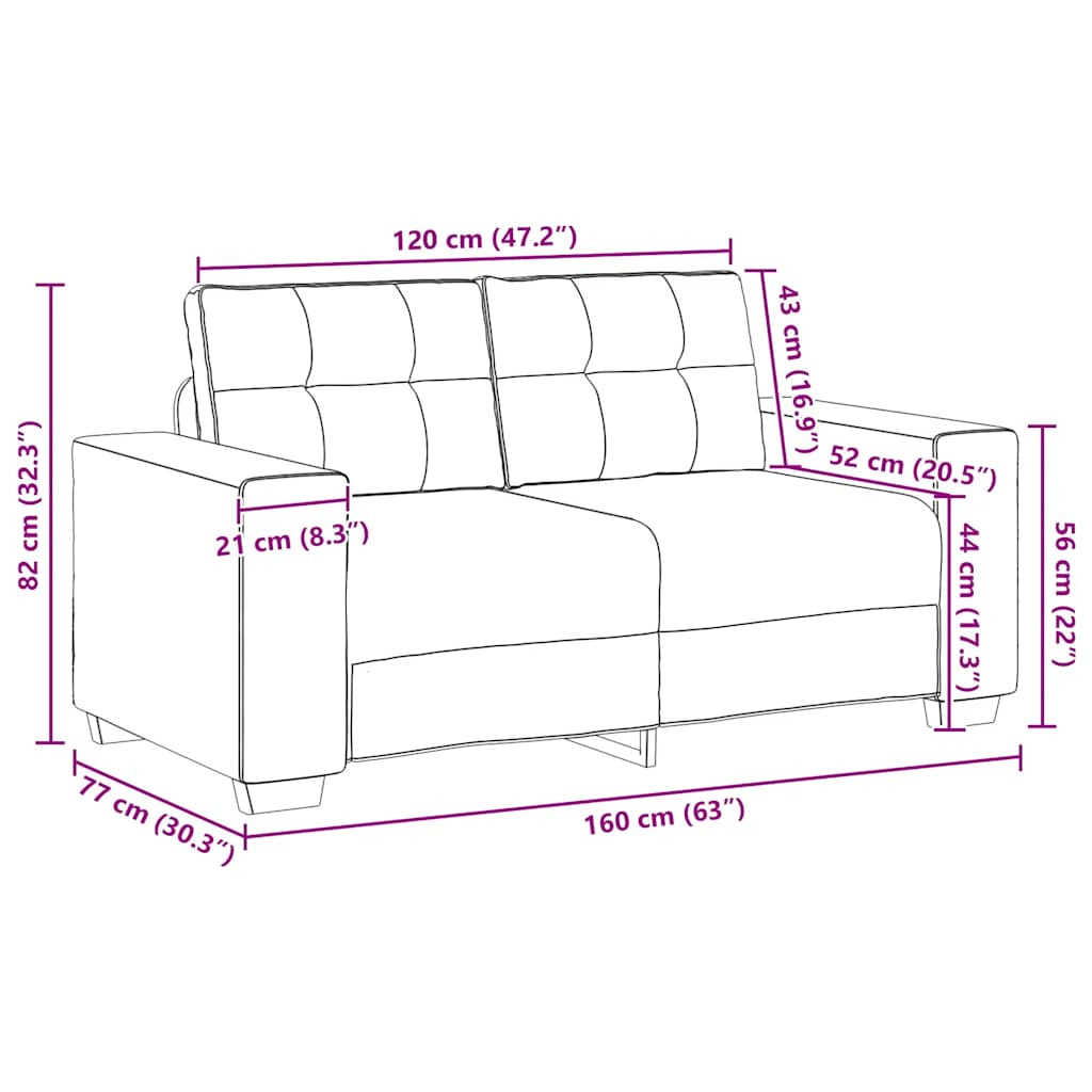 elskovssofa 120 cm stof brun