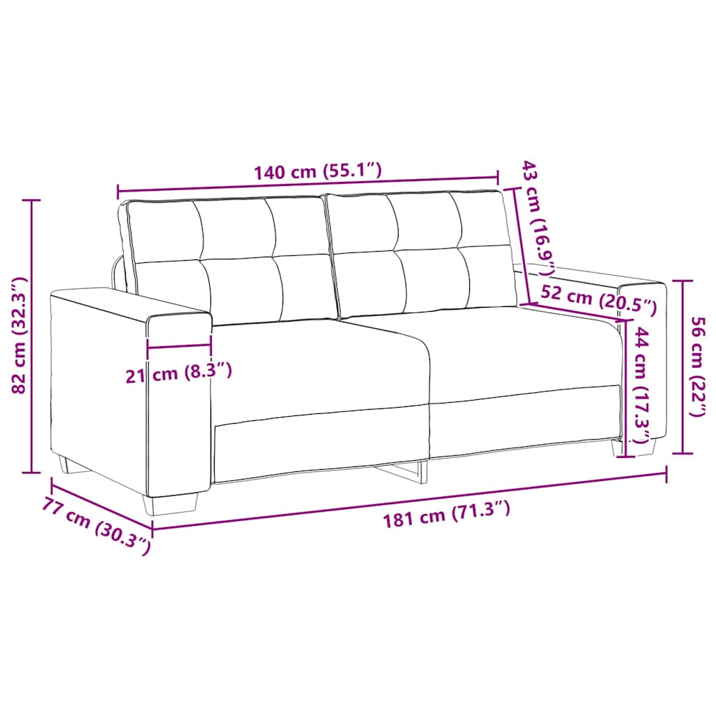 elskovssofa 140 cm stof sort