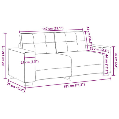 elskovssofa 140 cm stof sort