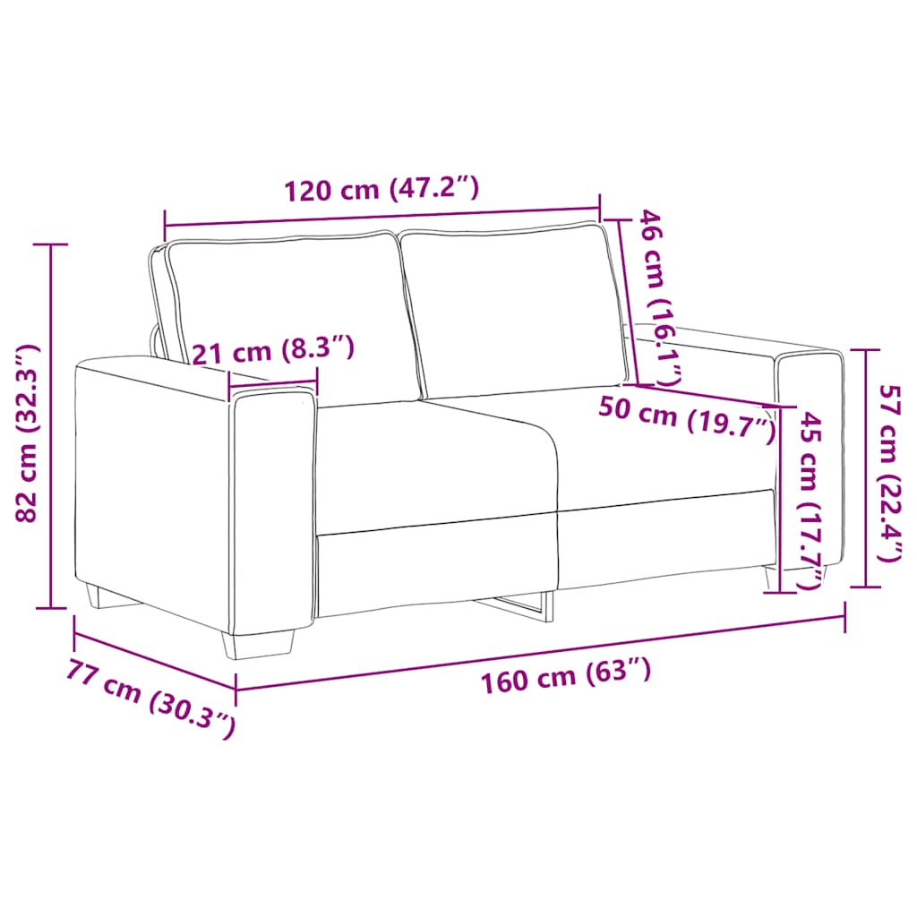 2-personers sofa 120 cm stof lysegrå