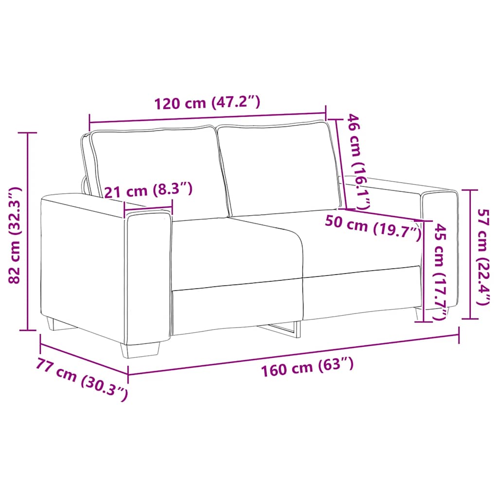 2-personers sofa 120 cm stof sort