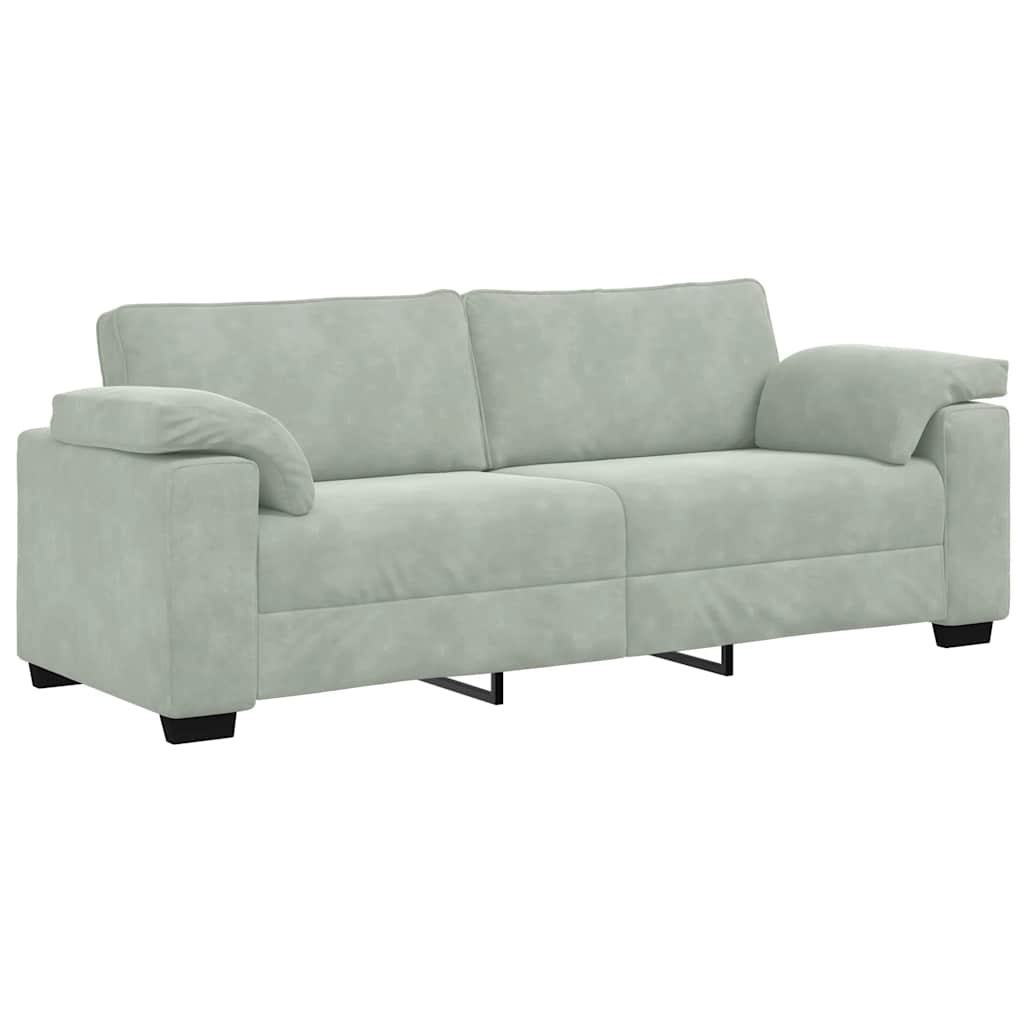 3-personers sofa 178 cm velour lysegrå