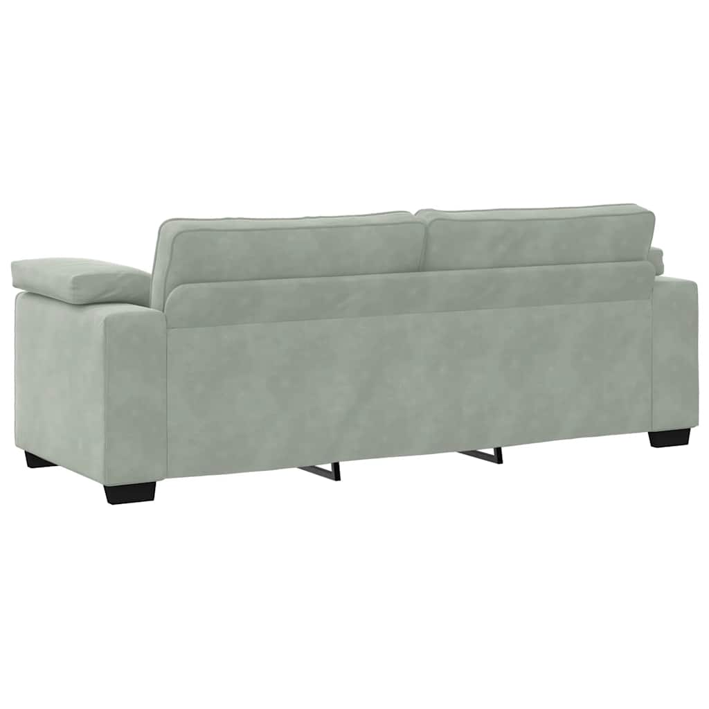 3-personers sofa 178 cm velour lysegrå