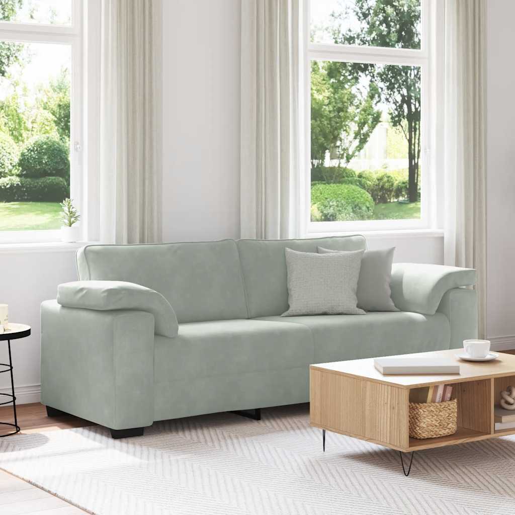 3-personers sofa 178 cm velour lysegrå