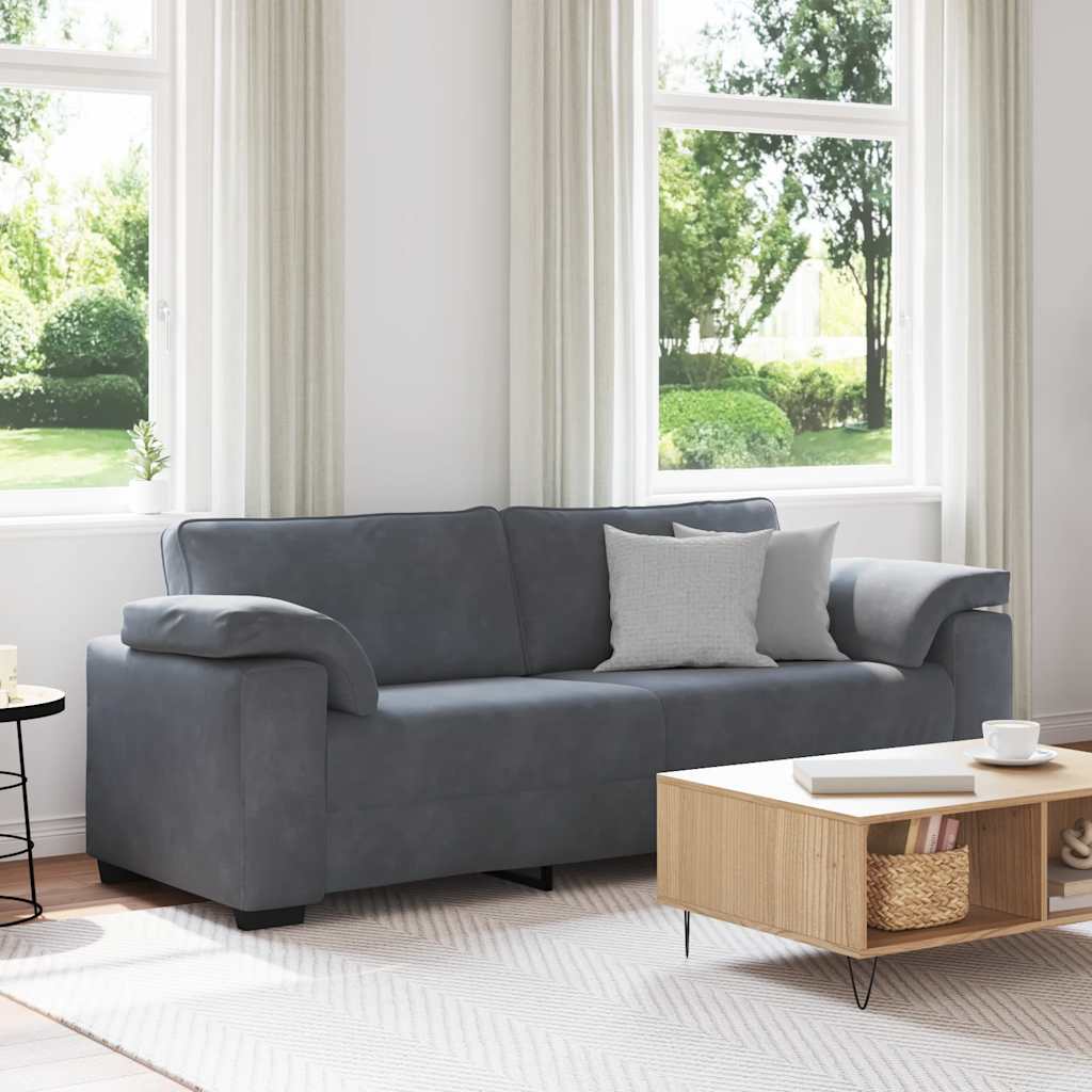 3-personers sofa 178 cm fløjl mørkegrå