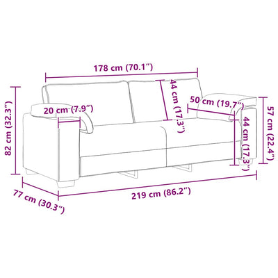 3-personers sofa 178 cm fløjl lyserød