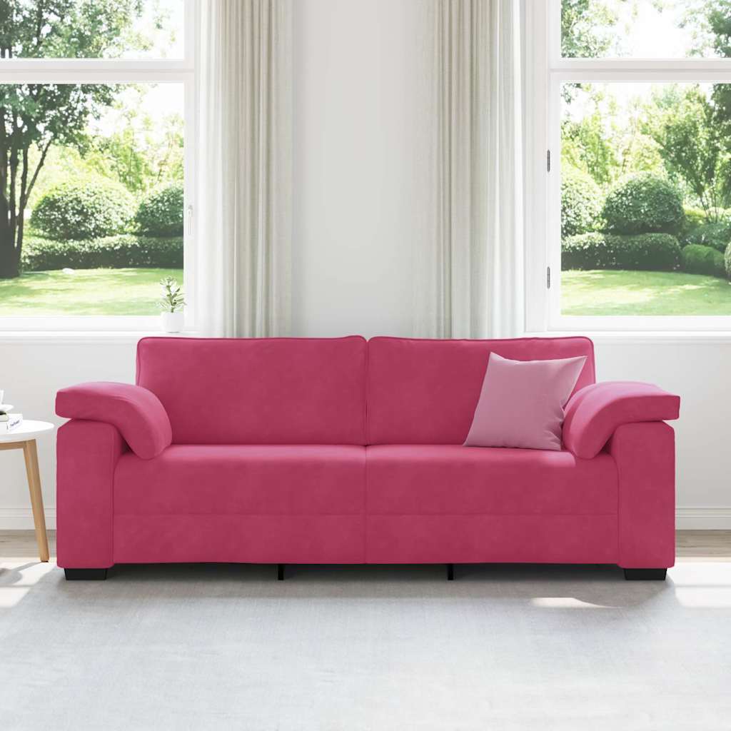 3-personers sofa 178 cm fløjl vinrød