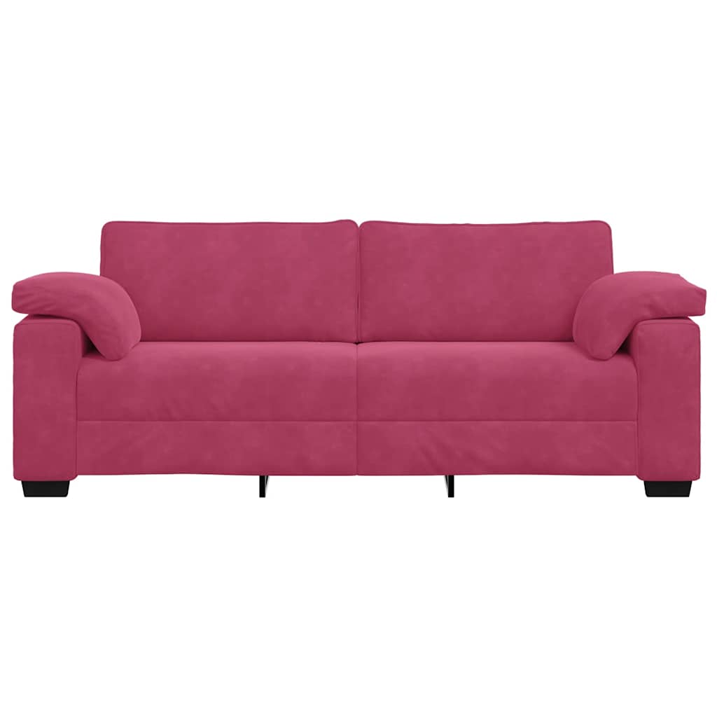 3-personers sofa 178 cm fløjl vinrød