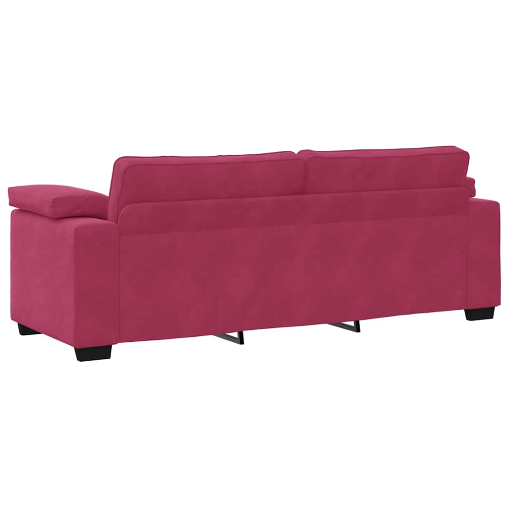 3-personers sofa 178 cm fløjl vinrød