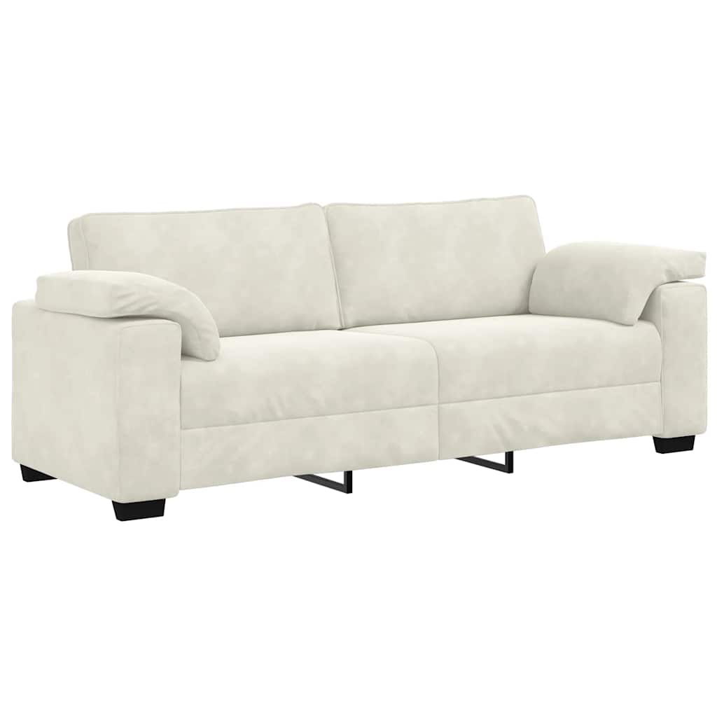 3-personers sofa 178 cm fløjl cremefarvet