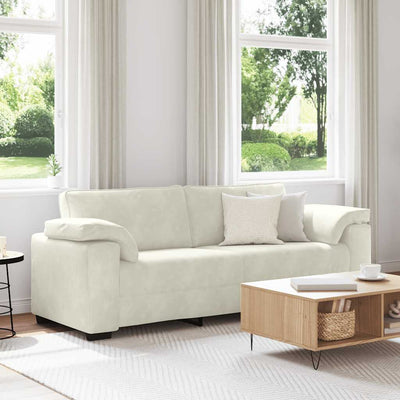 3-personers sofa 178 cm fløjl cremefarvet