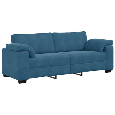 3-personers sofa 178 cm fløjl blå