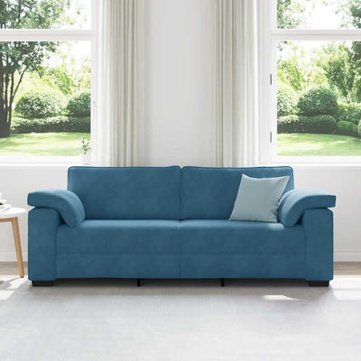 3-personers sofa 178 cm fløjl blå