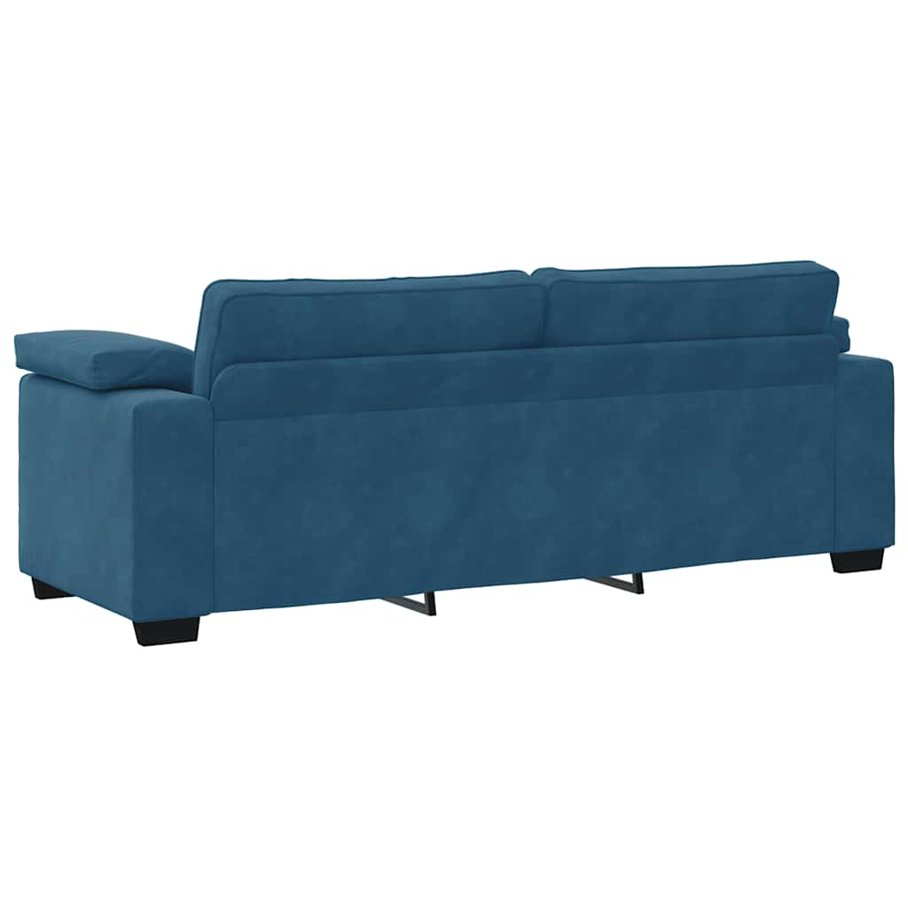 3-personers sofa 178 cm fløjl blå