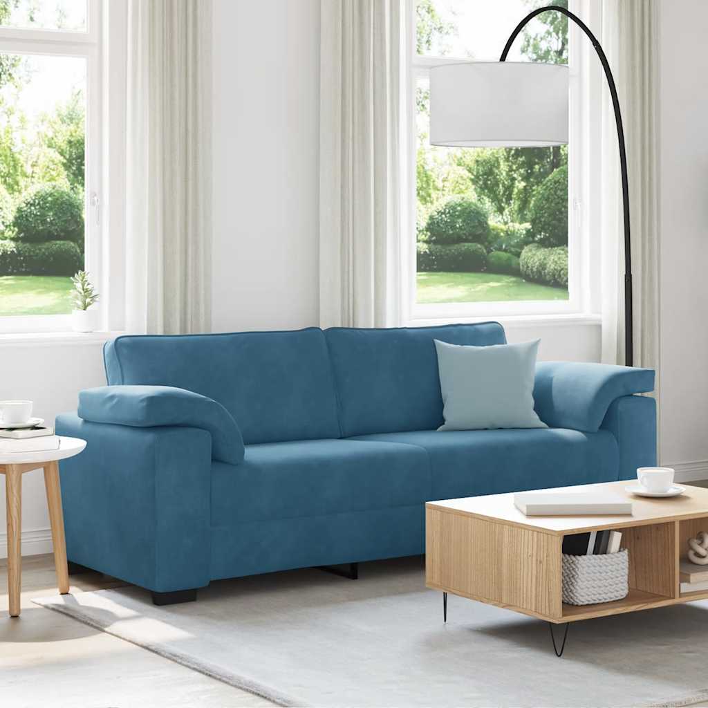 3-personers sofa 178 cm fløjl blå