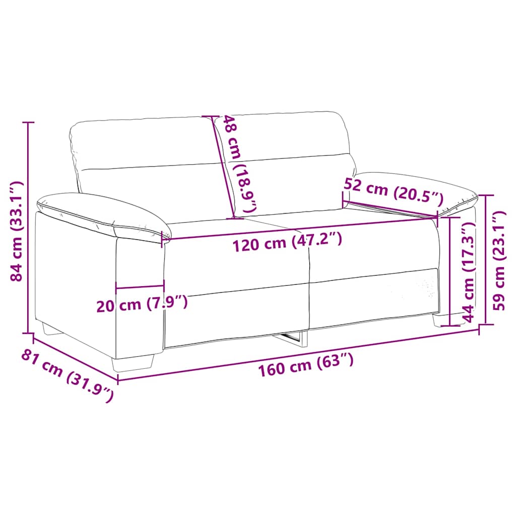 2-personers sofa 120 cm stof lysegrå