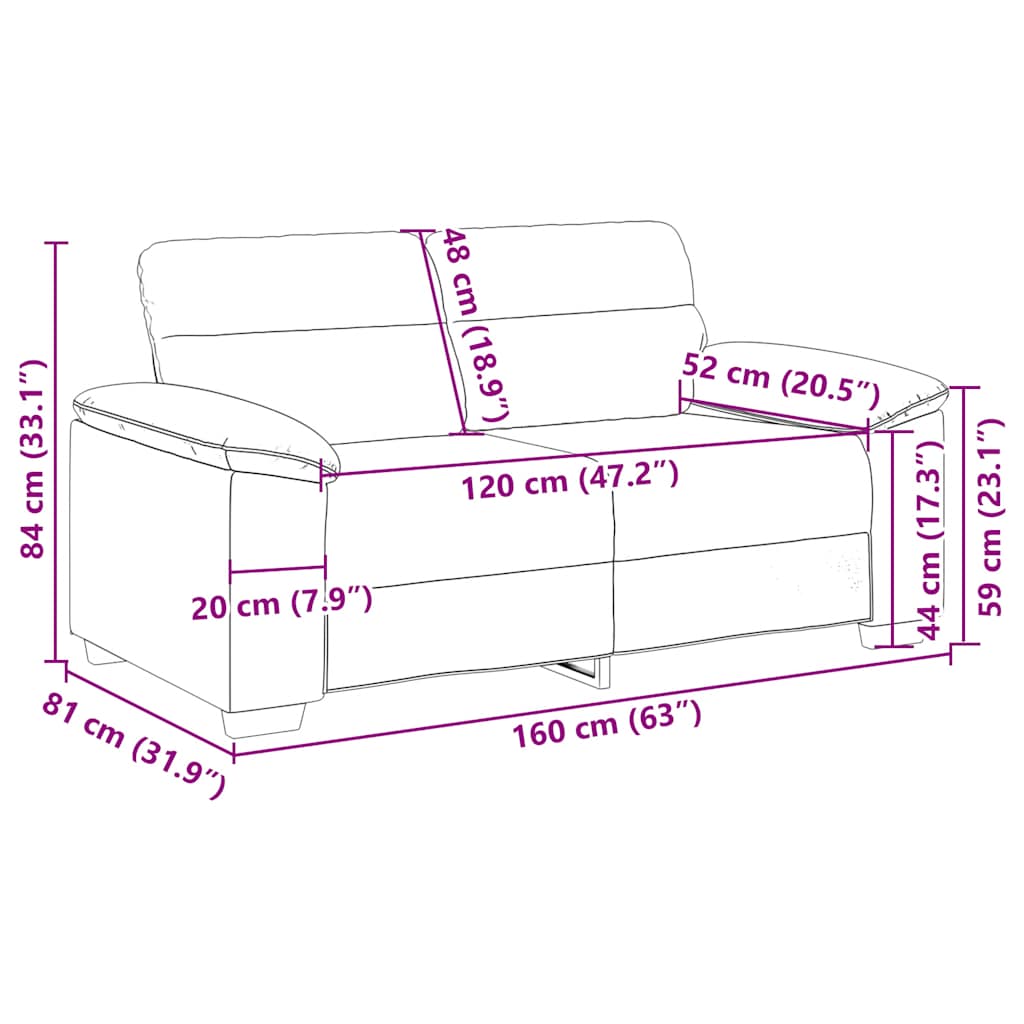 2-personers sofa 120 cm stof sort