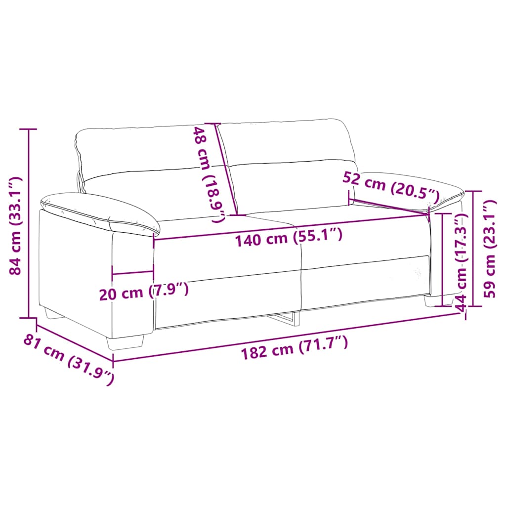 2-personers sofa 140 cm stof lysegrå