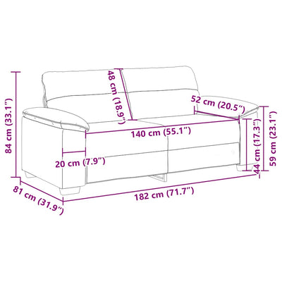 2-personers sofa 140 cm kunstlæder cappuccino