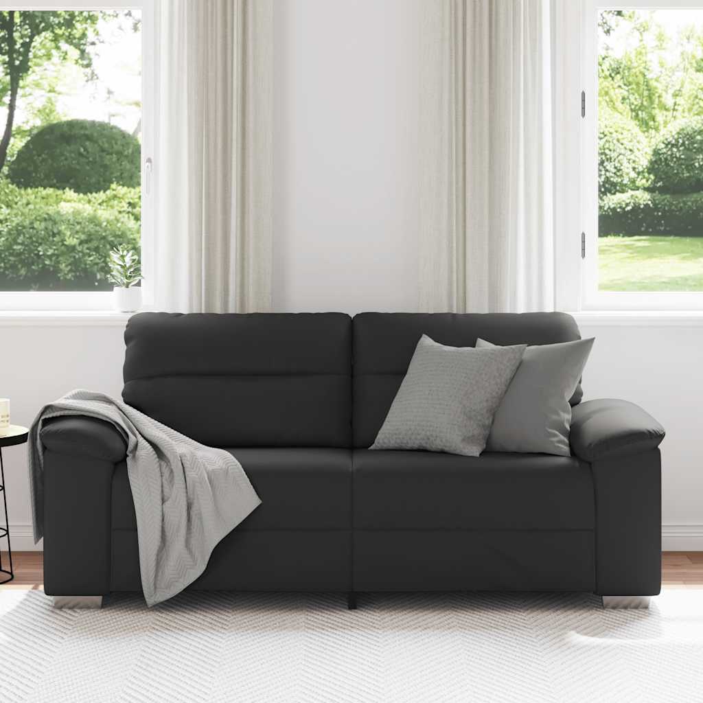 2-personers sofa 140 cm kunstlæder sort