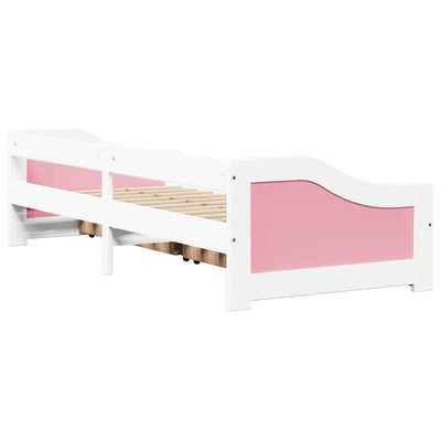 daybed med to skuffer uden madras IRUN hvid og lyserød 90x200cm