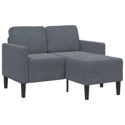 2-personers sofa med chaiselong L-formet 125 cm fløjl mørkegrå