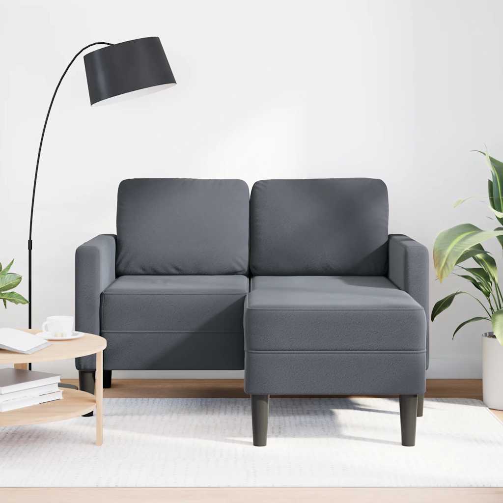 2-personers sofa med chaiselong L-formet 125 cm fløjl mørkegrå