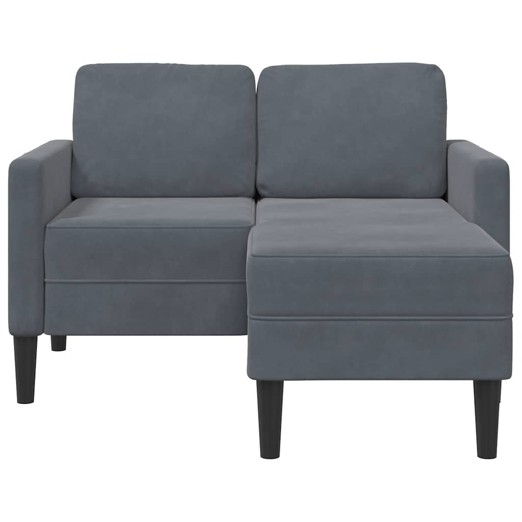 2-personers sofa med chaiselong L-formet 125 cm fløjl mørkegrå