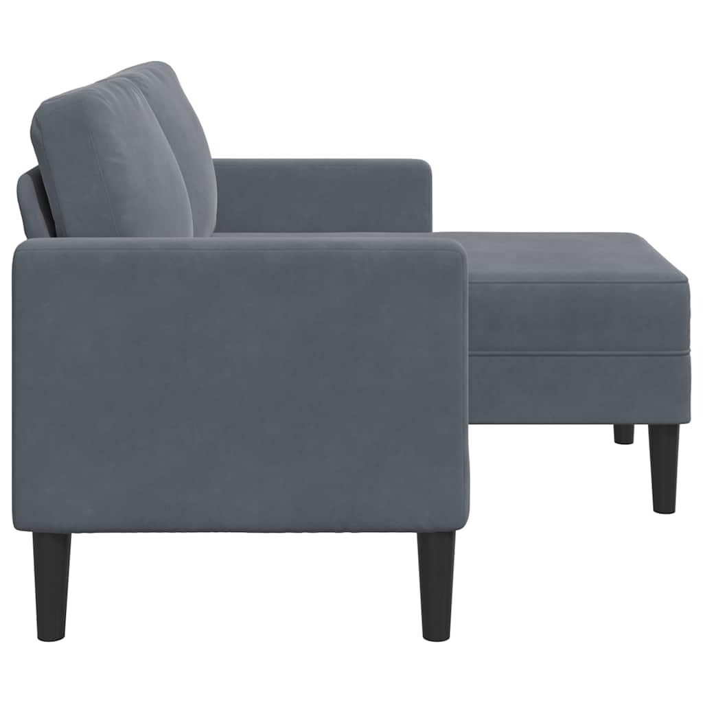 2-personers sofa med chaiselong L-formet 125 cm fløjl mørkegrå