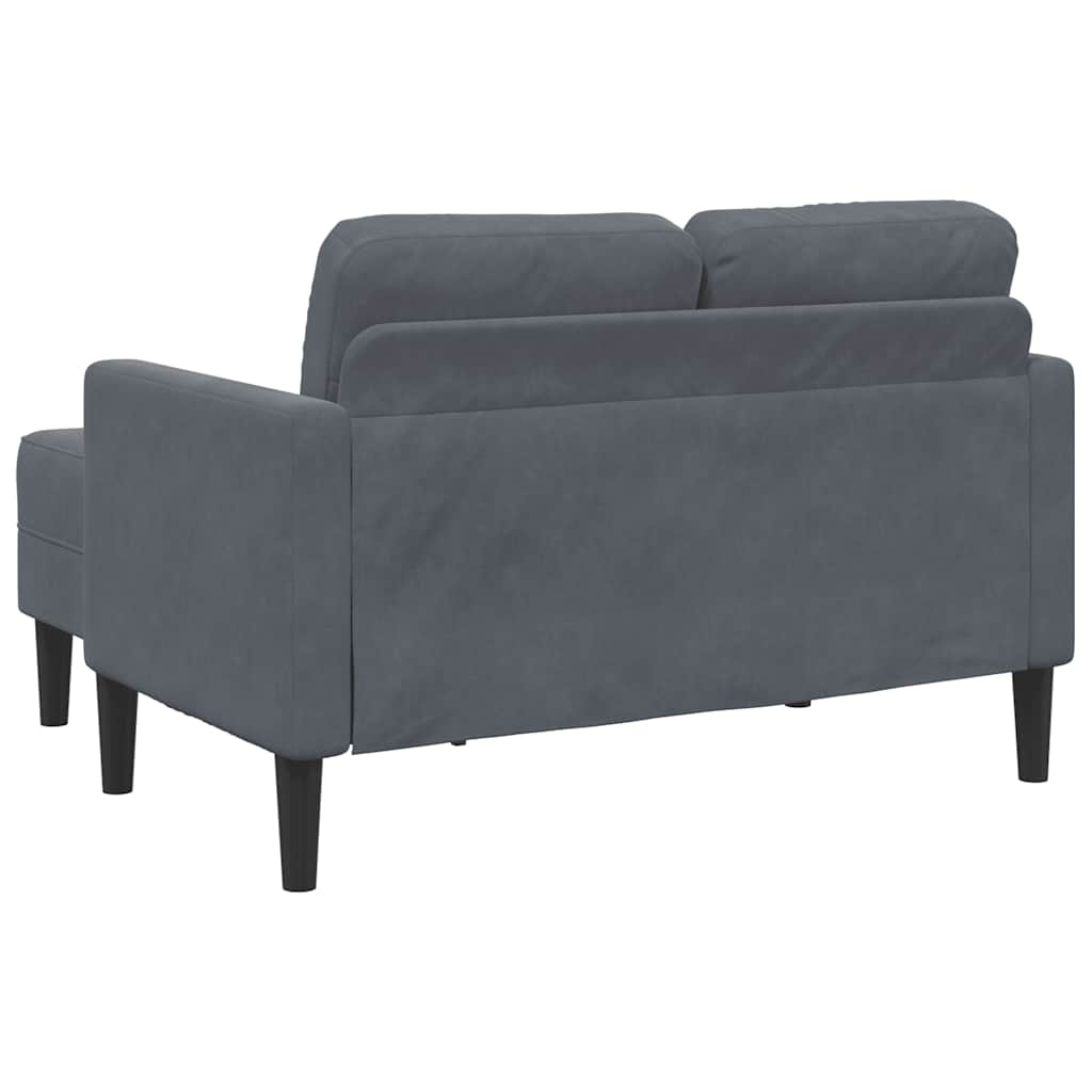 2-personers sofa med chaiselong L-formet 125 cm fløjl mørkegrå