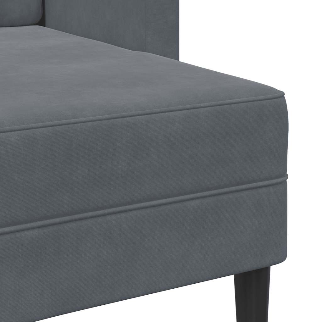 2-personers sofa med chaiselong L-formet 125 cm fløjl mørkegrå