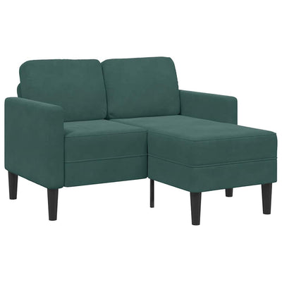 2-personers sofa med chaiselong L-formet 125 cm fløjl mørkegrøn