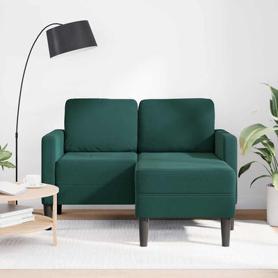 2-personers sofa med chaiselong L-formet 125 cm fløjl mørkegrøn