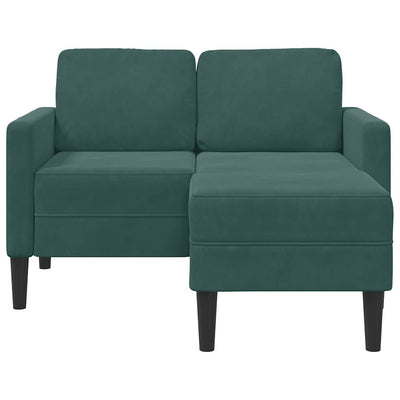 2-personers sofa med chaiselong L-formet 125 cm fløjl mørkegrøn