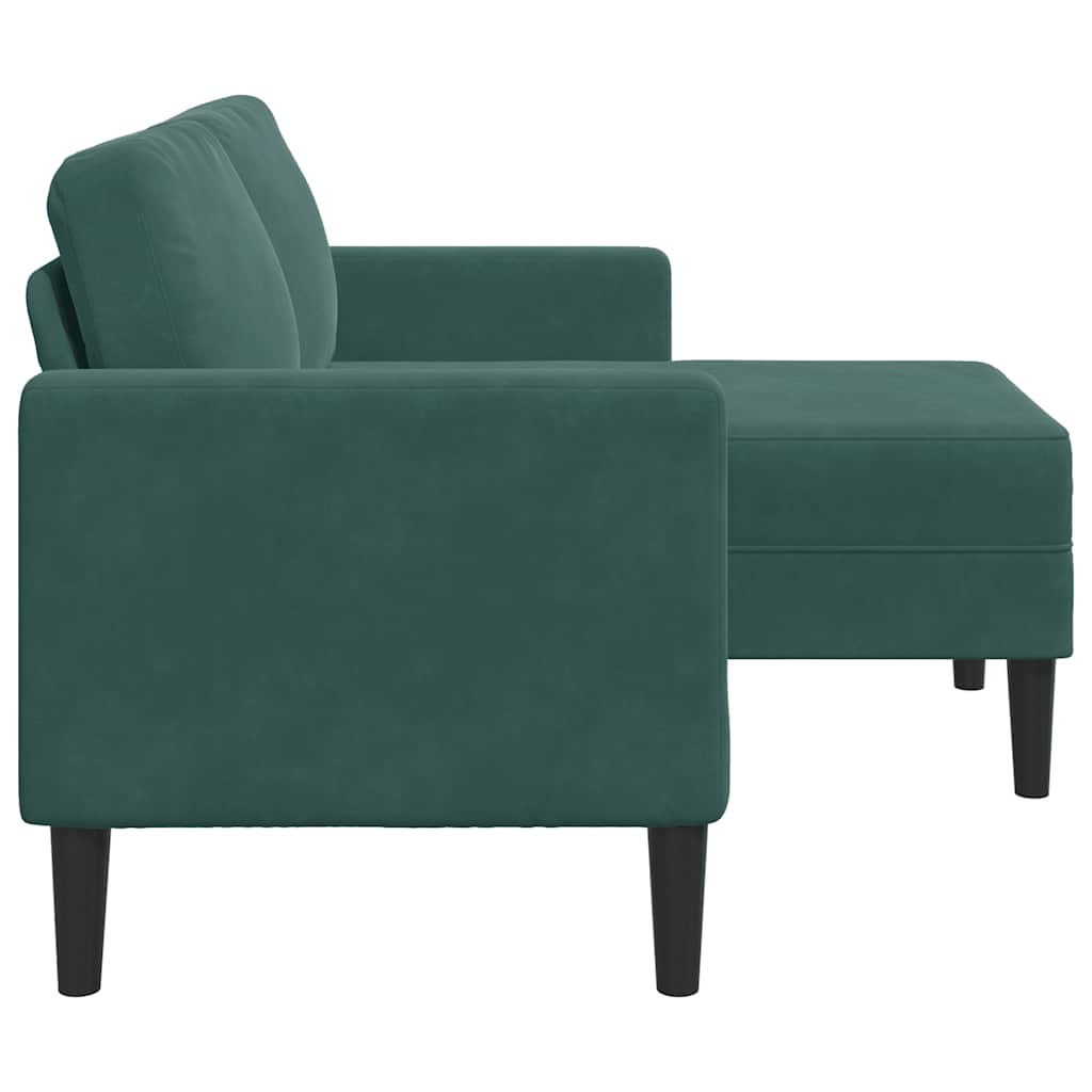 2-personers sofa med chaiselong L-formet 125 cm fløjl mørkegrøn