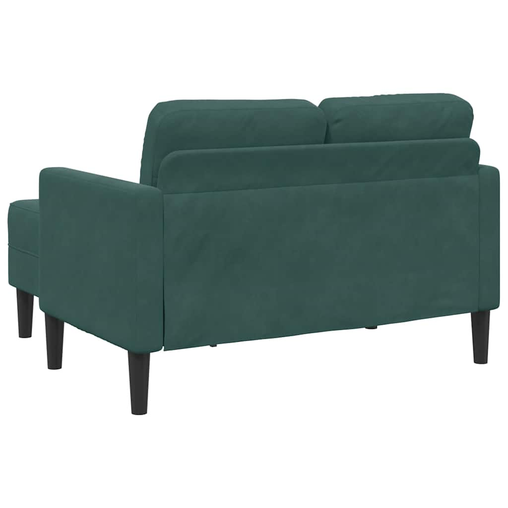 2-personers sofa med chaiselong L-formet 125 cm fløjl mørkegrøn