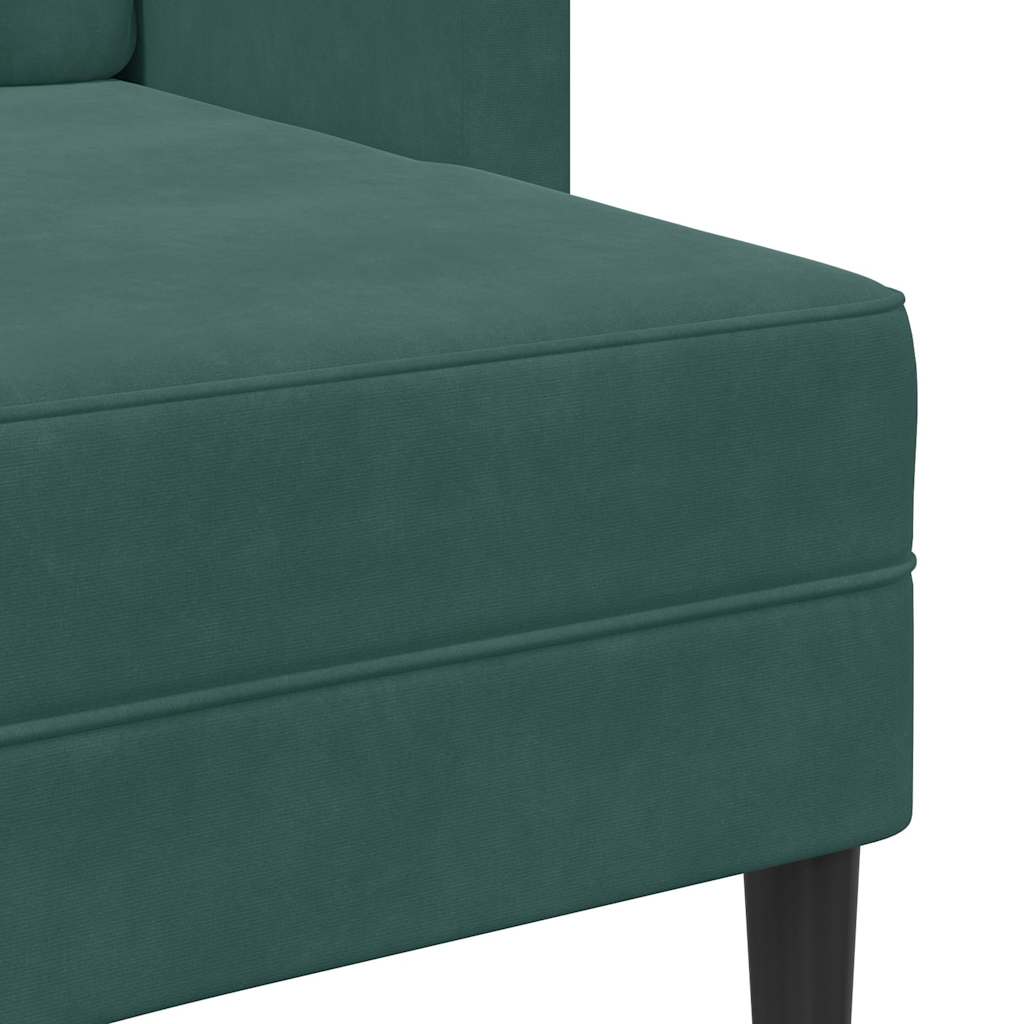 2-personers sofa med chaiselong L-formet 125 cm fløjl mørkegrøn