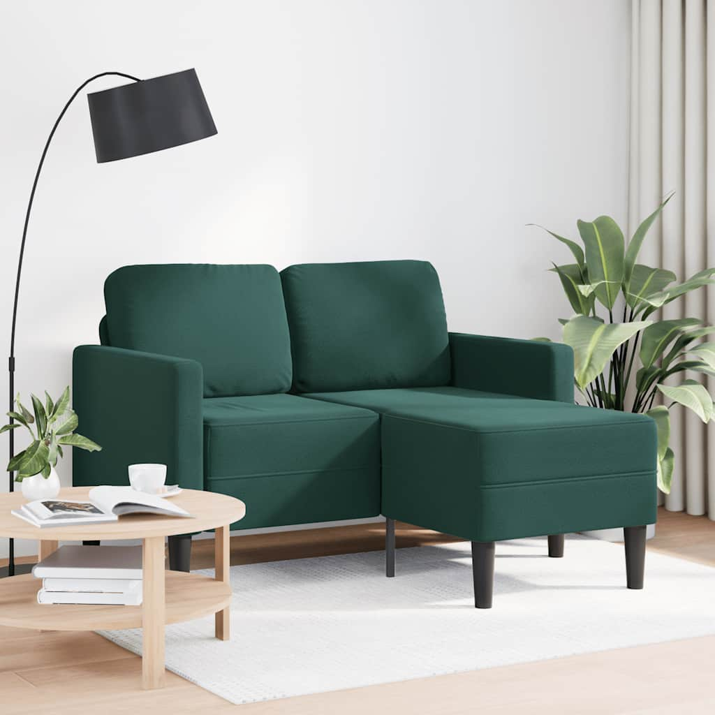 2-personers sofa med chaiselong L-formet 125 cm fløjl mørkegrøn