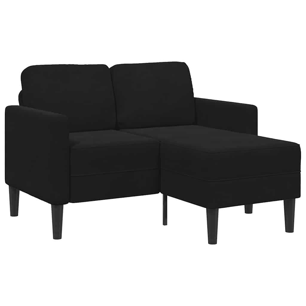 2-personers sofa med chaiselong L-formet 125 cm fløjl sort