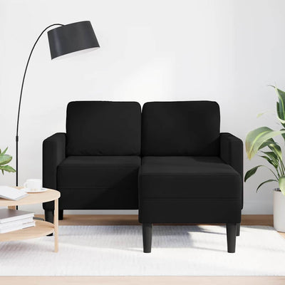 2-personers sofa med chaiselong L-formet 125 cm fløjl sort