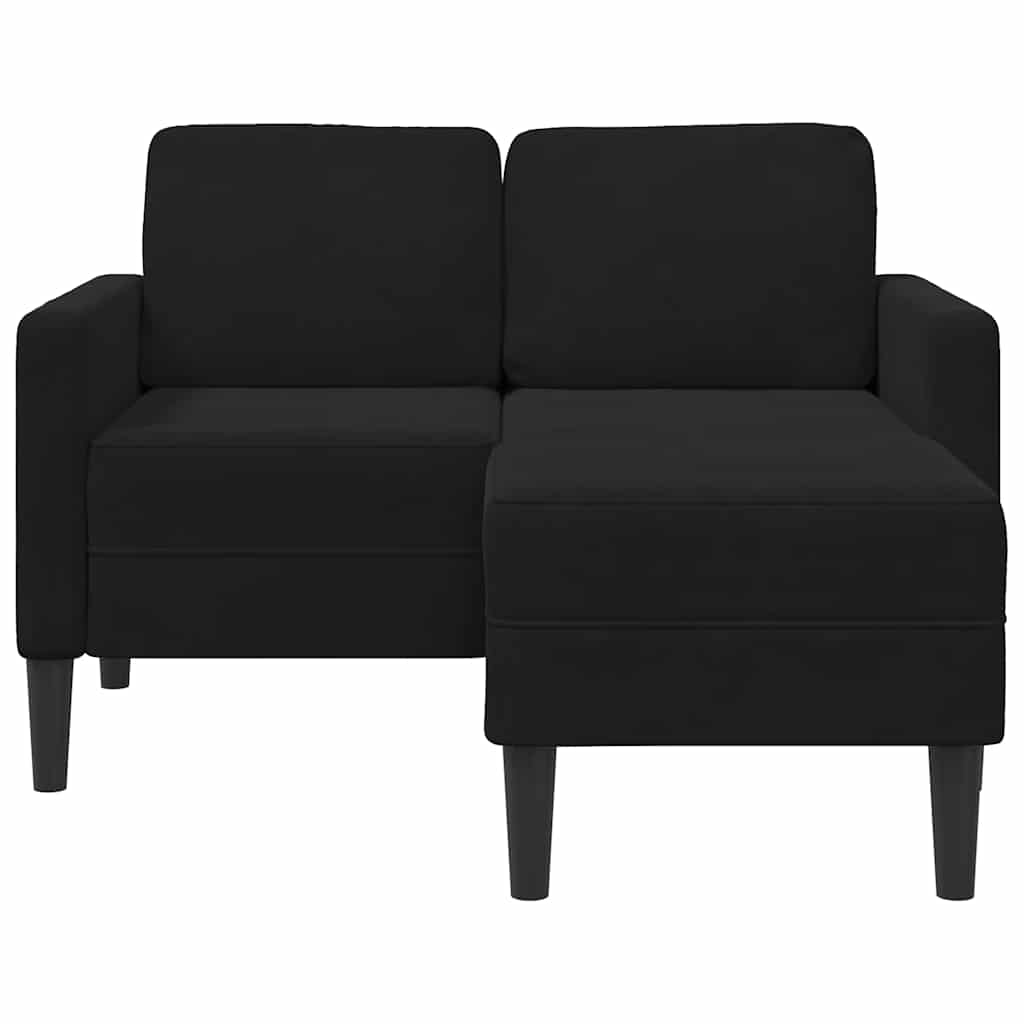 2-personers sofa med chaiselong L-formet 125 cm fløjl sort