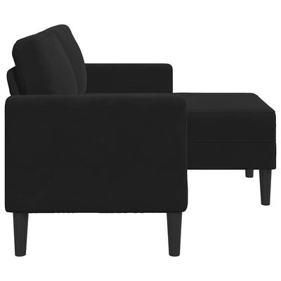 2-personers sofa med chaiselong L-formet 125 cm fløjl sort