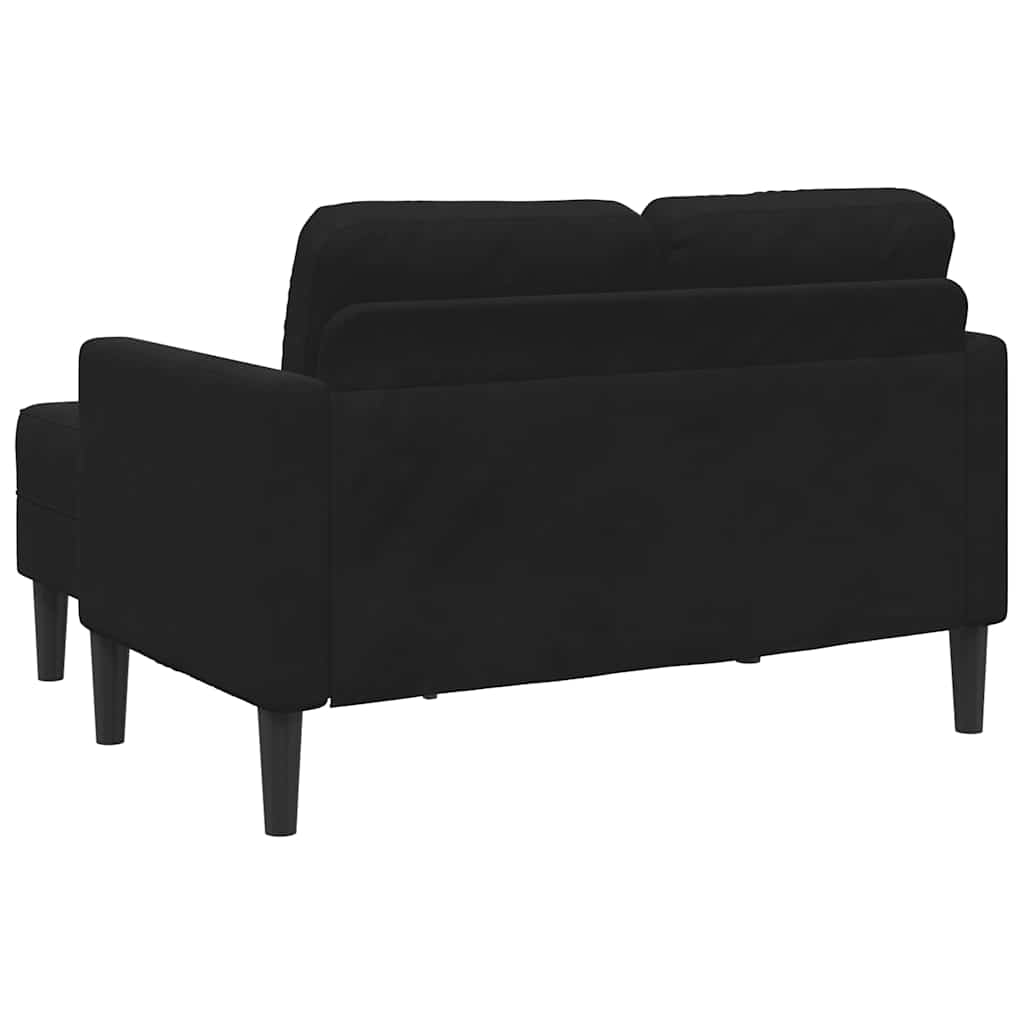 2-personers sofa med chaiselong L-formet 125 cm fløjl sort