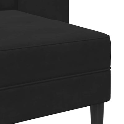 2-personers sofa med chaiselong L-formet 125 cm fløjl sort