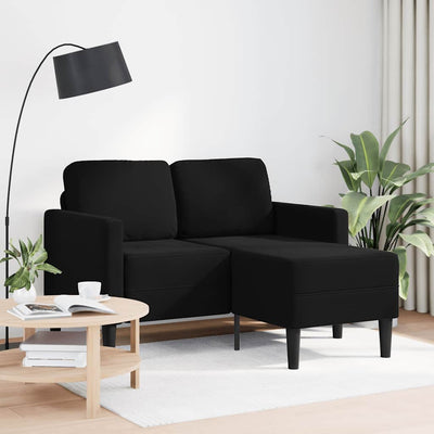 2-personers sofa med chaiselong L-formet 125 cm fløjl sort