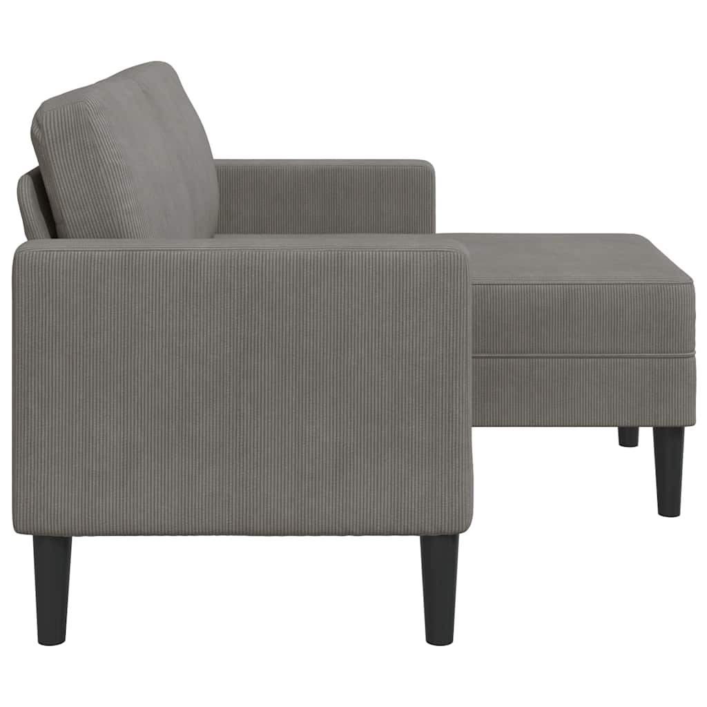 2-personers sofa med chaiselong L-formet 125 cm linned lysegrå